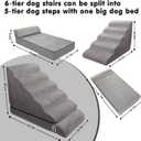 Dog Stairs for High Beds 30-36 inches Tall, 6-Step Pet Stairs/Steps for High Bed 32-36 inches for Small Large Dogs, Dog Ramp for Bed, Foam Dog Steps for Beds for Old Dogs/Cats, Grey