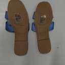 SONOMA Flat Sandals for Women 2025 Dressy Summer Leather Slides with Square Open Toe, blue, Us Size 8