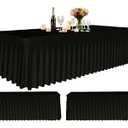 Zrlljp 3 Pack Black Spandex Table Clothes for 6 Foot Rectangle Tables, Fitted Stretch Spandex Table Cover 6ft Black Tablecloths with Desk Skirt for Weddings Birthday Parties Banquet Baby Shower