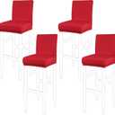 PiccoCasa Stretch Bar Stool Covers, Pub Counter Height Side Chair Covers with Elastic Band Red 4pcs