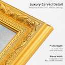 11x14 Picture Frame, HD Real Glass 11x14 Ornate Vintage Photo Frame, 11 by 14 Oil Painting Poster Frame with Gold Border and Distressed Rust-Like Finish, Horizontal & Vertical Display for Tabletop or Wall Decor (1 Pack）
