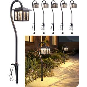 EDISHINE Low Voltage Landscape Lighting, 3W 185LM Oil-Rubbed Bronze Outdoor Landscape Path Lights, Low Voltage Pathway Lights for Garden Driveway, Die-Cast Aluminum, 50,000H, 6-Pack