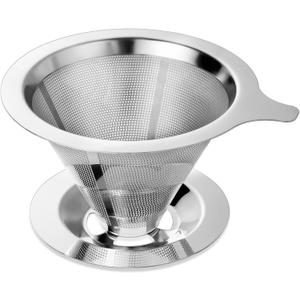 Upgraded Pour Over Coffee Filter, Coffee Dripper, Paperless Mess Stainless Steel Coffee Filter, Maker One to Two Cup, Keeping Nature Coffee Flavour, Easy to Use and Clean (Large)
