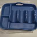 Taco Holder Stand - Reusable Silicone Taco Holder with Handle & Dividers for Hard/Soft Taco - Each Plate Includes 3 Taco Holders Plus 2 Compartments (Blue)