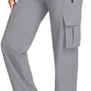 Womens Hiking Pants Lightweight Quick Dry Cargo Pants 4 Pockets Water Resistant Travel Casual Work Athletic Pant (Gray, S)