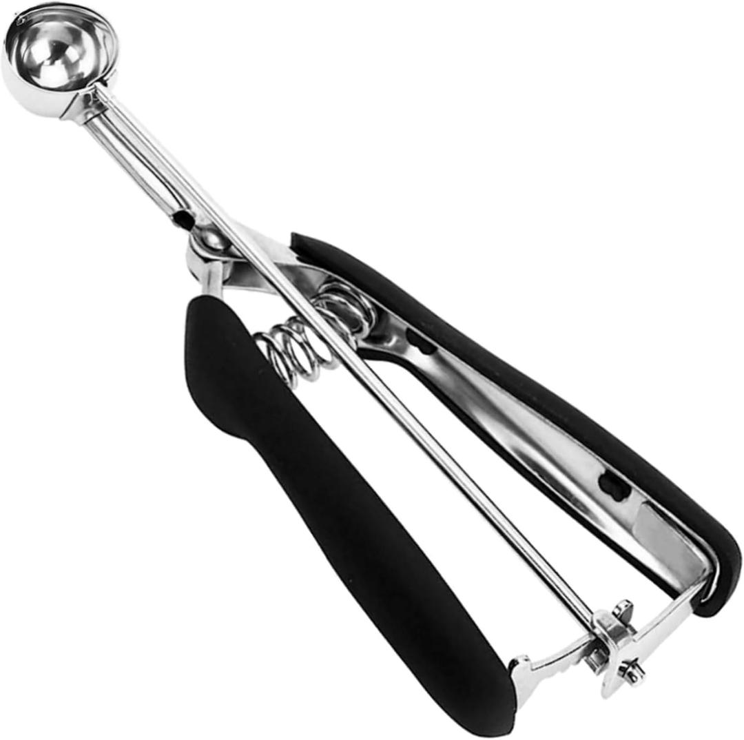 Stainless Steel Cookie Scoop - Mini 1Tsp/5ml/0.17oz Tbsp Dough Scooper with Trigger Release, Ideal for Baking and Melons (#110/ 1 Tsp, Black)