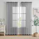 MIULEE 2 Panels Solid Color Sheer Window Curtains Elegant Window Voile Panels/Drapes/Treatment for Bedroom Living Room (54X96 Inches Charcoal Grey)