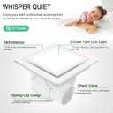 Bathroom Ventilation Fan with Light,With light color controller,12W Square LED 3000K/4500K/6000K,141 CFM,0.7 Sones Quiet Bathroom Exhaust Fan,White(3-Colour LED)
