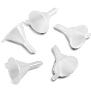 Mini Funnel 5-Pack for Lab Bottles, Sand Art, Perfume, Spice, Powder, Essential Oil, Recreational, Kitchen Food Grade Small Plastic (Clear)