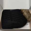 REECHO Beanie Wig With 12" Beach Wavy Hair Extensions - Warm Knitted Hat With Synthetic Hairpiece for Women - Black Beanie, Ash Blonde With Highlights