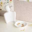 Ring Dish Shell Shape Metal Jewelry Dish Tray, Decorative Trinket Holder with Velvet Bottom, Earrings Necklaces Bracelet Watch Keys Holder for Vanity, Nightstand(Matte White)