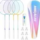 HIRALIY Badminton Rackets Includ 4 Rackets, 6 Birdies, 1 Carrying Bag 4 Badminton Rackets Set for Backyards, Badminton Set, Outdoor Game for Adult Family Beginner