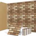 12Pack Acoustic Panels, Self-Adhesive 3D Brick Pattern Sound Proof Panels for Walls, Decorative Sound Dampening Wall Panels for Recording Studios, Offices, Home, 12"12"0.4", Faux Wood Grain Print