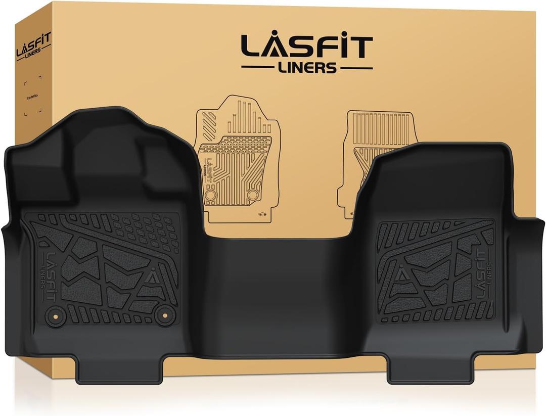 LASFIT Floor Mat for Ford F-150 2015-2026 Regular Cab(Bench Seat, Carpet Floor) All Weather Portector TPE Waterproof Truck Liner for Ford F150 Standard Cab-1st Row Black