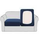 H.VERSAILTEX High Stretch Couch Cushion Covers,Chair Sofa Seat Slipcovers Couch Cushion Cover Stretch Furniture Protector for Kids, Pets(2 Packs Cushion Loveseat Covers, Navy)