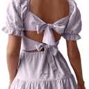 Narecte Summer Dresses for Women 2026,Tie Backless Swiss Dot Mini Dress,Ruffle Hem Flowy Casual Dresses S