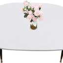 LIBERECOO Oval Fitted Vinyl Tablecloth with Flannel Backing -Pure White - Fits 48" x 68" Oval Table - Waterproof, Elastic-Edged for Secure Fit, Easy to Clean Plastic Table Cover