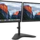 Mount-It! Dual Monitor Stand for Desk - Double Monitor Mount for 2 Screens up to 32 Inch and 17 Lbs - Free-Standing Base Swivel, Tilt, Rotates 360 Adjustable Arms - VESA Compatible High Grade Steel