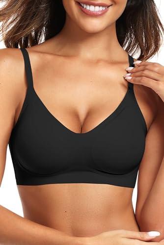 Vertvie Womens Seamless Bra No Underwire Comfort Push Up Bras Buttery Soft Wireless Bralette Full Coverage Sport Everyday Bra Size S
