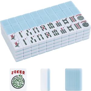 American Mahjong Tiles Set,Mahjong Game Set with 166pcs 1.2 Light Blue Tiles (Tiles Only Set)