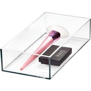 iDesign Stackable Makeup Drawer Organizer - Vanity Organizer or Desk Organizer - Clear/Matte White