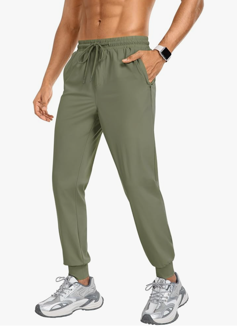 DOWMQ Men's Sweatpants Athletic Pants Joggers with Zipper Pockets Lightweight Quick Dry Workout Track Pants for Gym Running