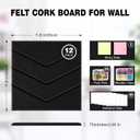 Large Cork Board 48"x36", 12 Pack Felt Bulletin Board for Walls Black Cork Boards Tiles with Sticky Notes, Push Pins & Clips,Tack Board for Office Home