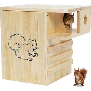 Widened Squirrel House for Outside, 11" W Squirrel Nesting Box with External Platform, Extra Large Squirrel Box for Spring, Easy to Assemble