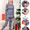 Rnxrbb Matching Family Christmas Pajamas Sets Christmas Pjs for Family Xmas Sleepwear for Kids Women Men Couples 2025 (9-10 Years, Button Navy Tree)