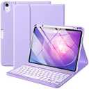 Harvopu Compatible for iPad Air 11-inch/ 10.9"Air 5th 4th Generation Case with Keyboard -Backlit Detachable, Folio Keyboard Cover with Pencil Holder for iPad Air 11 Inch M4/M3/M2, Air 5/ Air 4 (Purple)