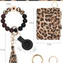 Wristlet Wallets for Women Cute Keychain Wallet with AirTag Holder RFID Small Credit Card Holder Boho Beaded Wallet Keychain WristletLeopard