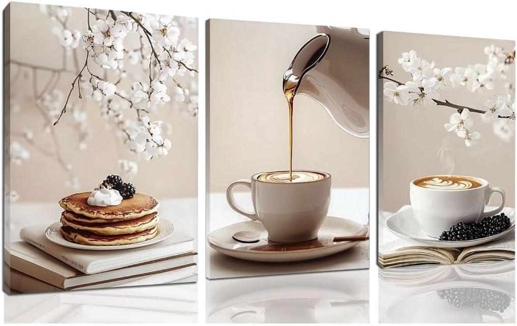 sawjug Coffee Canvas Wall Art, Coffee Decor, Kitchen Wall Decor, Pictures for Living Room, Bedroom, Kitchen (24" x 36" x 3 pcs)