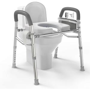 Raised Toilet Seat with Handles, Heavy Duty 400lb Medical Safety Frame, Bathroom Assist Toilet Seat Raiser for Seniors, Handicap, Disabled
