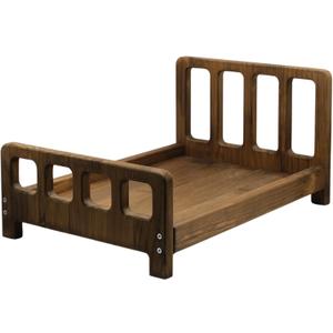 Newborn Photography Props Bed Prop Brown Rustic Mini Wooden Bed for Baby Photography, Infant Photoshoot Posing Prop for Newborn Sessions, L18.5in x W12.6in. 