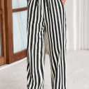 PRETTYGARDEN Women's Wide Leg Lounge Pants Spring Summer Drawstring Elastic Waist Comfy Striped Pajama Bottoms Trendy Clothes (S)
