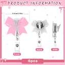 4 x Wavwavw Pink Bow Badge Reel Cute Retractable ID Badge Holder Clip Pink Bow Accessories for Nurses' Day Gift Nurse Office Student Teacher Doctor Coworker Employee CNA RN MA LPN Medical(6 Pcs)