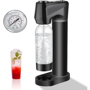 Sparkling Water Maker,Soda Streaming Machine for Home Use, Carbonated Water Machine with BPA Free 1L PET Bottle, Compatible with Any Screw-in 60L CO2 Exchange Carbonator, Black