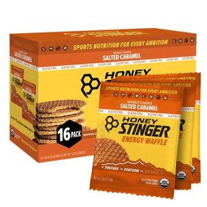 Honey Stinger Organic Gluten Free Salted Caramel Waffle, Energy Stroopwafel for Exercise, Endurance and Performance, Sports Nutrition for Home & Gym, Pre & Post Workout, Box of 16 Waffles, 16.96 Oz, Best Before November 04.2026