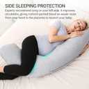 Momcozy Pregnancy Pillows for Side Sleeping, J Shaped Maternity Body Pillow for Pregnancy, Soft Pregnancy Pillow with Jersey Cover for Head Neck Belly Support, Grey, 1 Count