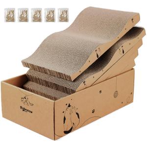 Cat Scratcher Cardboard Scratch Pad Box for Indoor Cats,5pcs Scratching Board Bed Reversible Durable,with Catnip