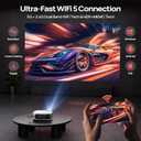 Mini Projector with WiFi and Bluetooth, 1080P/4K Supported Movie Projector with 5G WiFi 6, USB-C Fast Charging | Portable Projector for Bedroom, Small Projector Wide Compatible - Navy Blue