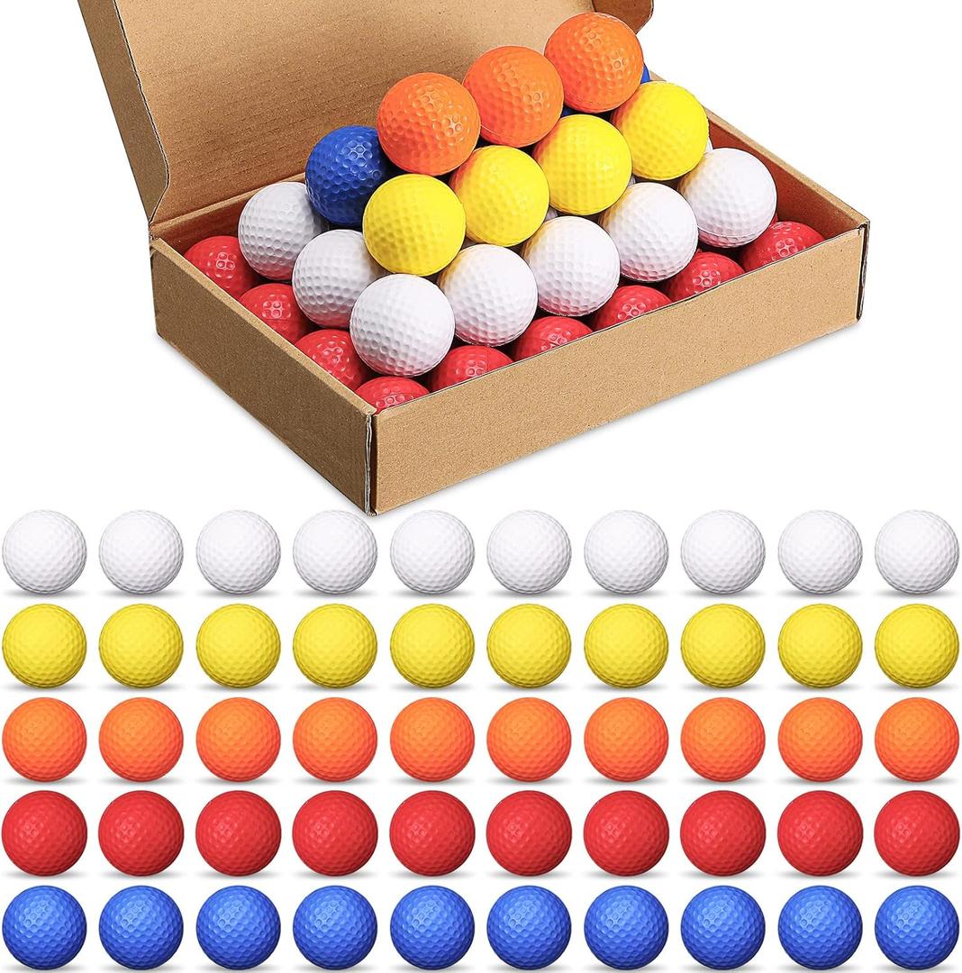 Yilloog 120 Pack Foam Golf Practice Balls Bulk, Soft Foam Balls for Golf Practice, Realistic Feel and Limited Flight Training for Indoor or Outdoor Party