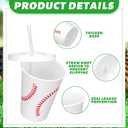 Domensi 20 Pieces Plastic Baseball Cups Reusable Cute Party Plastic Cups 16 oz Sports Party Gifts for Baseball Game Sport Theme Decoration Birthday Supplies