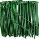 6 Inch Garden Stakes Galvanized Landscape Staples,U-Type Turf Staples for Artificial Grass, Rust Proof Sod Pins Stakes for Securing Fences Weed Barrier, Outdoor Wires Cords Tents Tarps, 50 Pcs