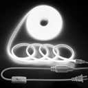 Outdoor COB LED Rope Lights Waterproof with Switch IP65 20FT/6M AC110V-120V LED Strip Light Daylight White 6000K 1728LED/6M Super Density Bright LED Tape Light Indoor for Garden Decor