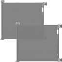 2-Pack Retractable Baby Gate for Stairs-33Height, Expands up to 55Width-Safety Gate for Infants, Toddlers, Dogs & Pets-Easy Install, Secure Closure, Gray Mesh Design for Indoor & Outdoor Use