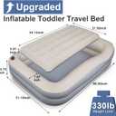 Inflatable Toddler Travel Bed  Portable Toddler Bed with Safety Bumpers, Toddler Floor Bed for Travel, Camping, Sleepovers  Kids Blow Up Bed with Pump & Carry Bag (Grey)