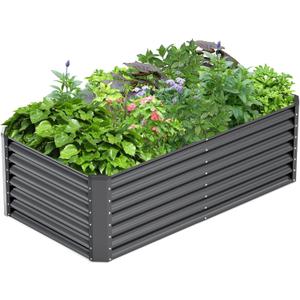 6x3x2FT Galvanized Raised Garden Bed,Galvanized Planter Boxes Outdoor, Large Metal Raised Garden Beds for Vegetables-Grey