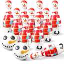Libima 12 Pcs Christmas Bowling Set Santa Claus Snowman Bowling Set 10 Soft Foam Bowling Pins 2 Bowling Balls Set Toy Bowling Set for Game Indoor Outdoor Xmas Party Supplies (White,Snowman)