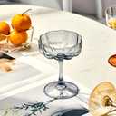 Unique Stemmed Goblet Drinking Cups,Flower Vintage Wavy Petals Wave Glass Coupes 7oz Colorful Cocktail 2 pack